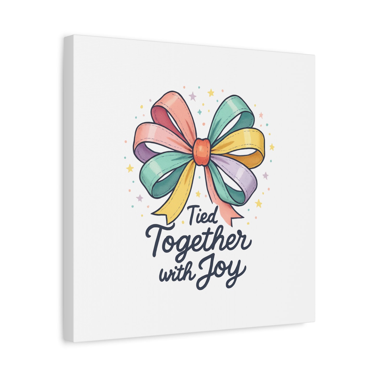 Canvas Wall Art - "Tied Together with Joy" Pastel Ribbon Decorative Print