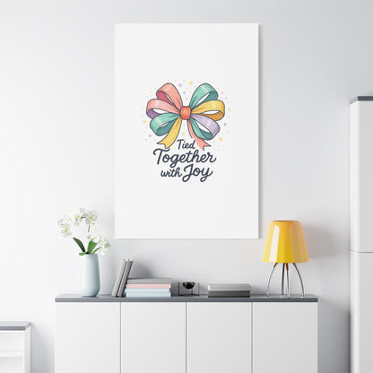Canvas Wall Art - "Tied Together with Joy" Pastel Ribbon Decorative Print