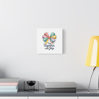 Canvas Wall Art - "Tied Together with Joy" Pastel Ribbon Decorative Print