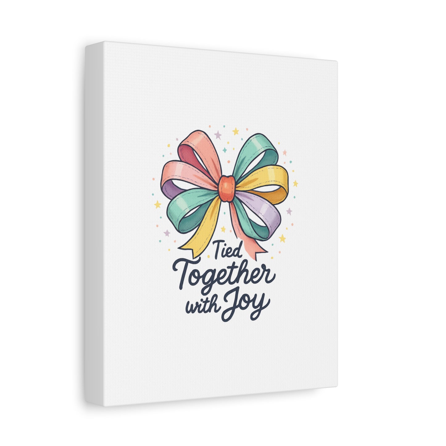 Canvas Wall Art - "Tied Together with Joy" Pastel Ribbon Decorative Print