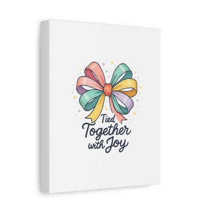 Canvas Wall Art - "Tied Together with Joy" Pastel Ribbon Decorative Print