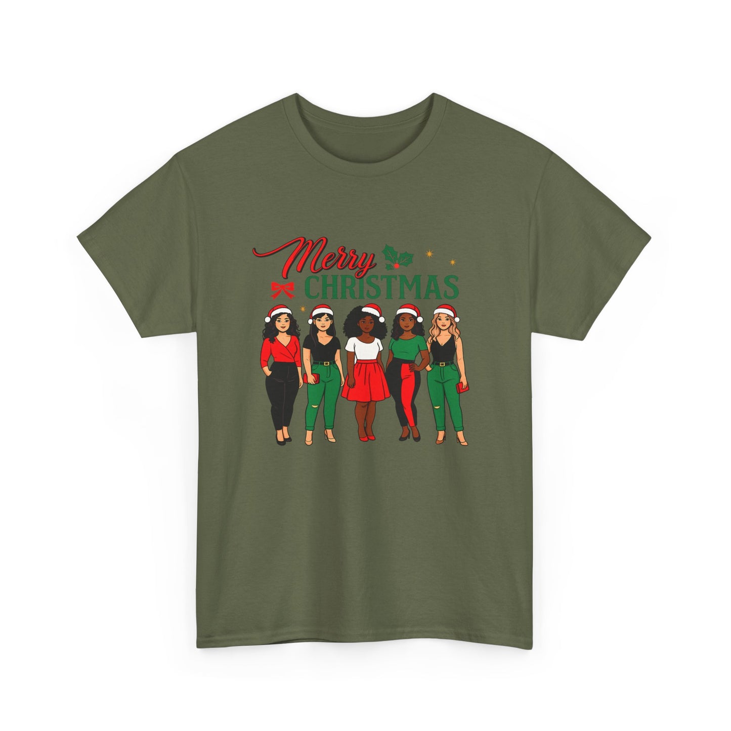 Merry Christmas Black Girl Squad T-Shirt — Holiday Graphic Tee - Feliz Navidad mujeres multiculturales