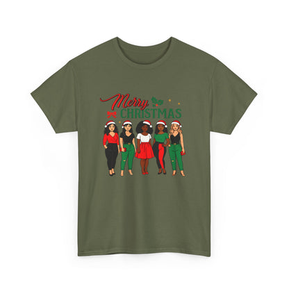 Merry Christmas Black Girl Squad T-Shirt — Holiday Graphic Tee - Feliz Navidad mujeres multiculturales
