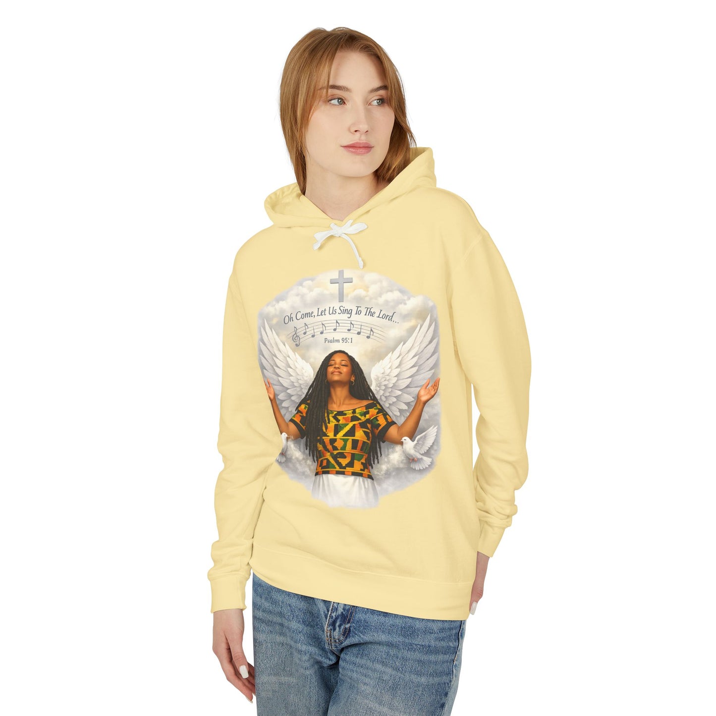 Christian Hoodie-"Oh come let us sing to the Lord" Unisex Lightweight Hooded Sweatshirt