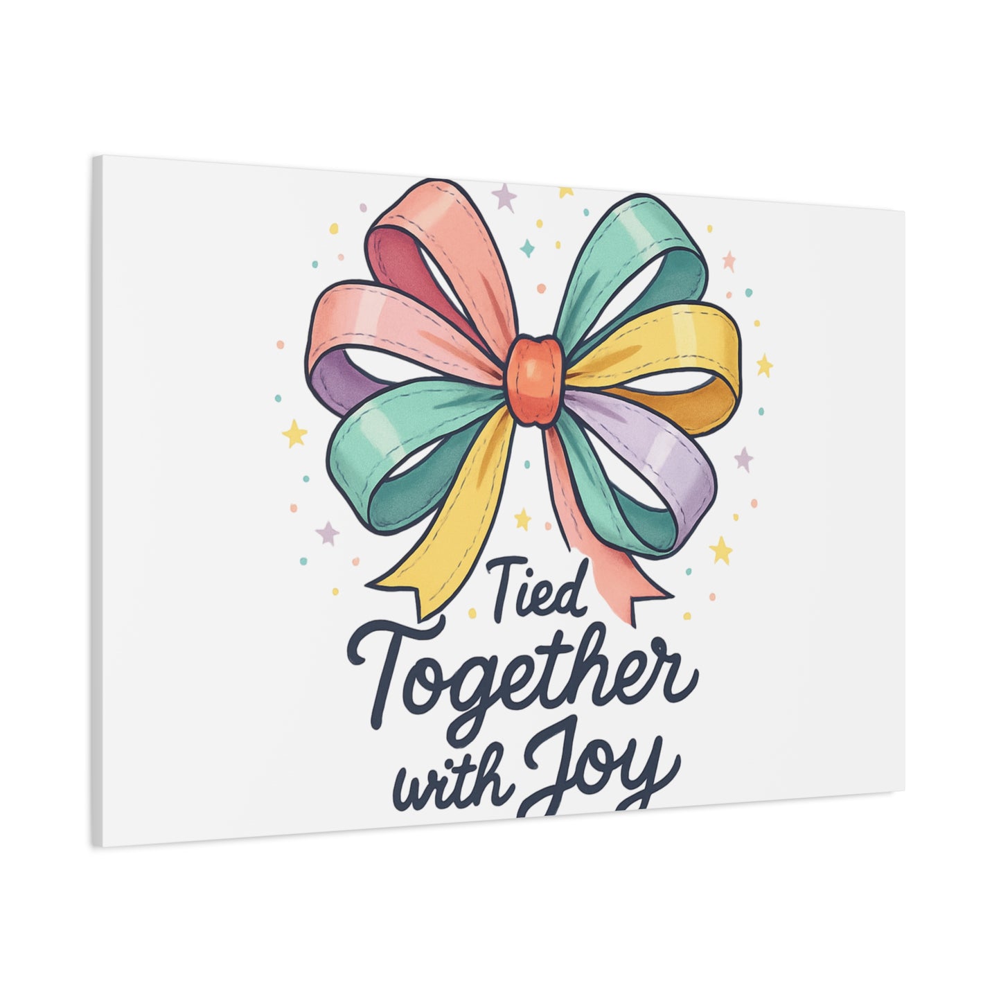 Canvas Wall Art - "Tied Together with Joy" Pastel Ribbon Decorative Print