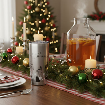 Silver Holiday Cheers Stainless Steel Travel  20oz Tumbler