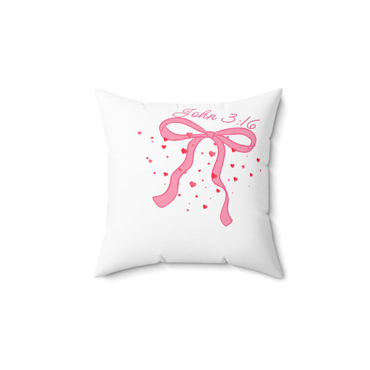 John 3:16 God Loves You Spun Polyester Square Pillow