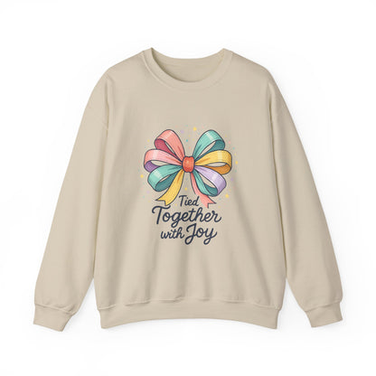 Tied Together With Joy Sweatshirt — Rainbow Bow Crewneck Gift