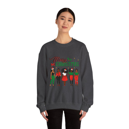 Crewneck Sweatshirt- Christmas  Multicultural women Unisex Heavy Blend™
