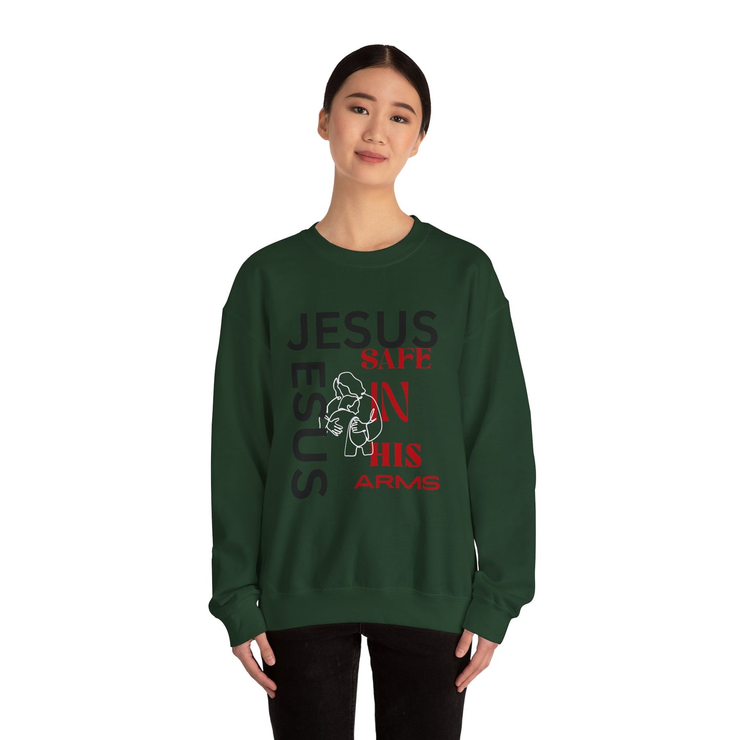 Christian comfort Jesus Safe In Your arms Crewneck Sweatshirt heavy blended