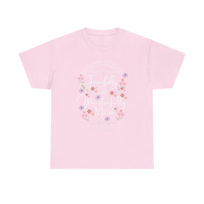 Fearfully and Wonderfully Made Tee Psalm 139:1-14  — Pastel Cherry Blossom Rabbit Graphic Shirt