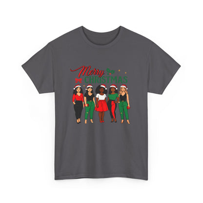 Merry Christmas Black Girl Squad T-Shirt — Holiday Graphic Tee - Feliz Navidad mujeres multiculturales