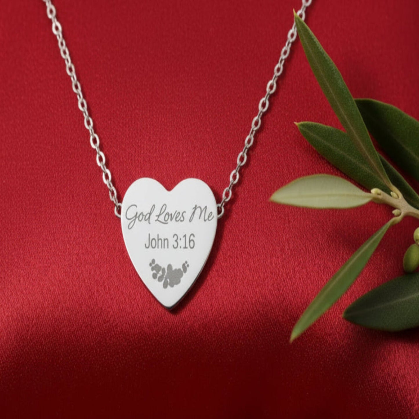 Engraved Heart Necklace — Personalized 'Love Conquers' Pendant (Custom Message)