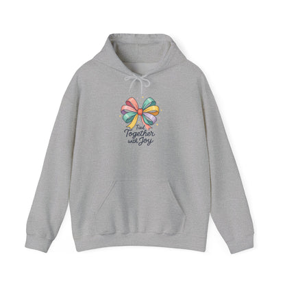 Joyful Ribbon Bow Hoodie — "Together with Joy" Graphic Sweatshirt