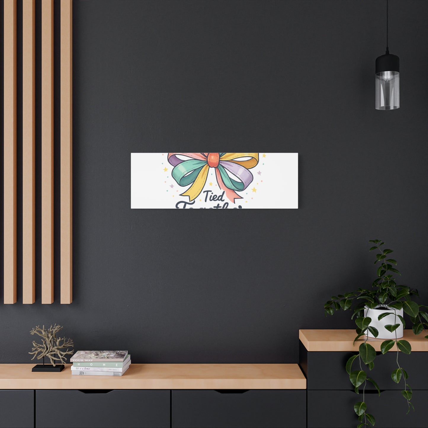 Canvas Wall Art - "Tied Together with Joy" Pastel Ribbon Decorative Print
