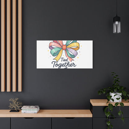Canvas Wall Art - "Tied Together with Joy" Pastel Ribbon Decorative Print