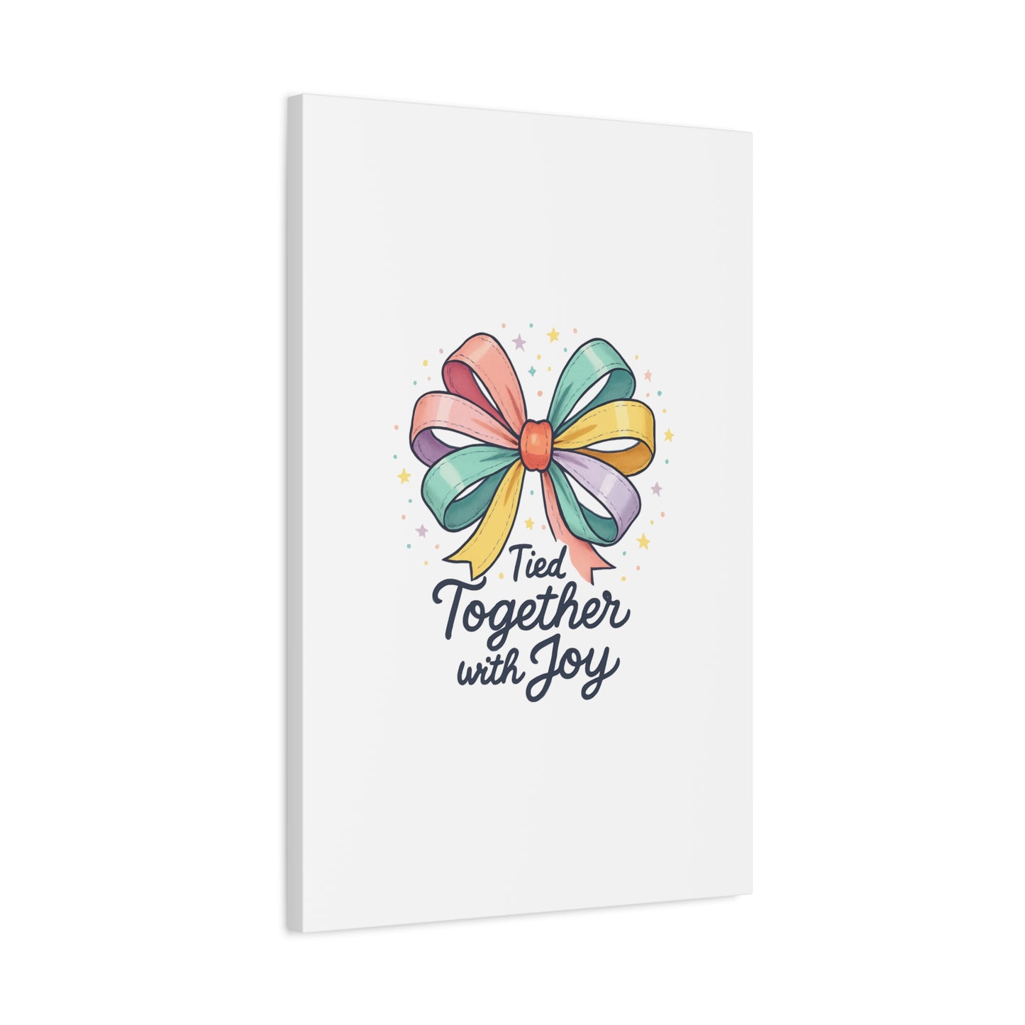 Canvas Wall Art - "Tied Together with Joy" Pastel Ribbon Decorative Print
