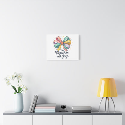Canvas Wall Art - "Tied Together with Joy" Pastel Ribbon Decorative Print