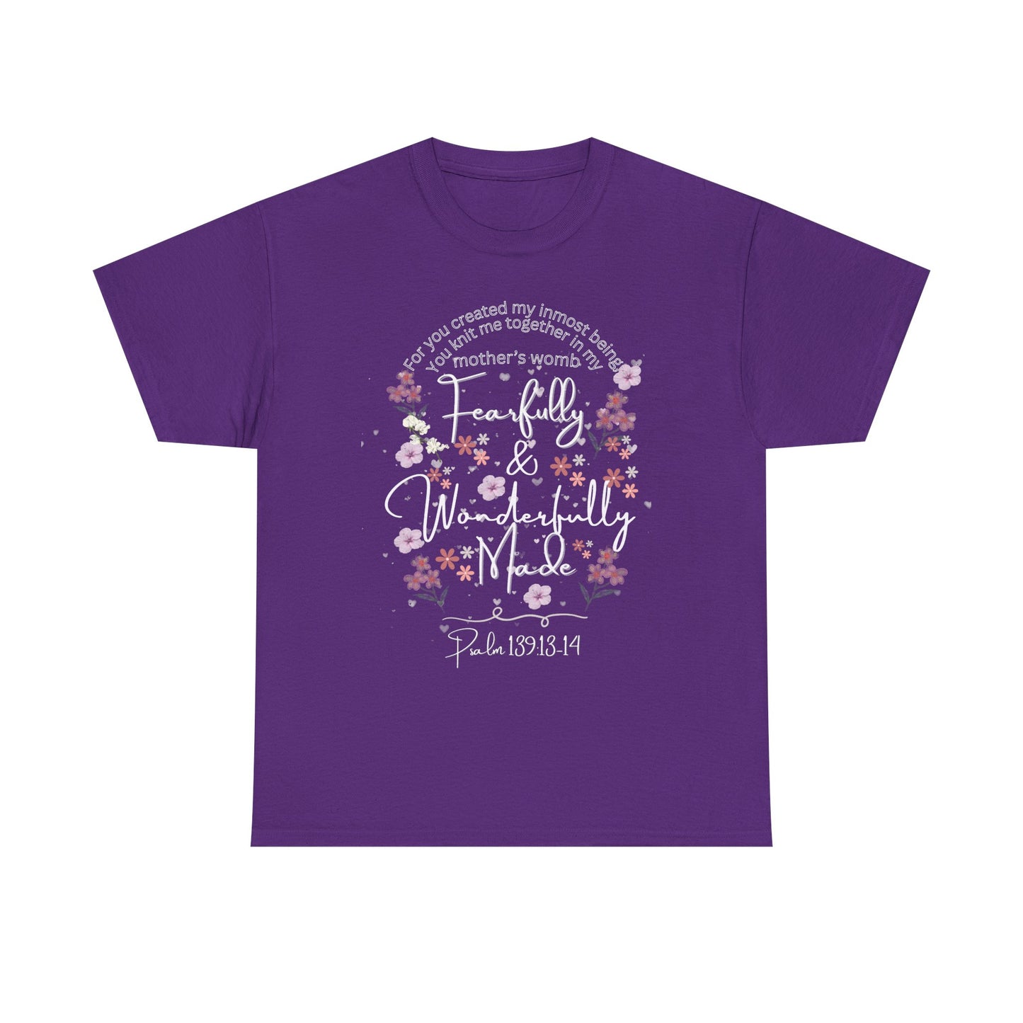 Fearfully and Wonderfully Made Tee Psalm 139:1-14  — Pastel Cherry Blossom Rabbit Graphic Shirt