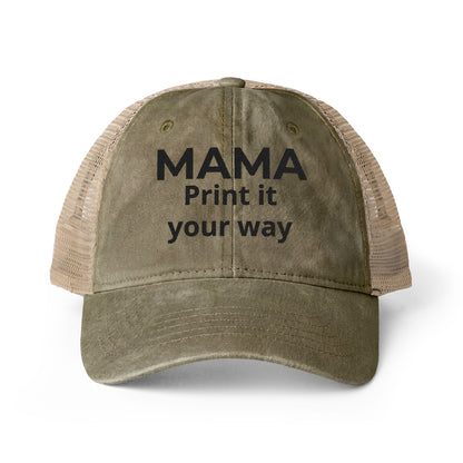 MAMA - Personalized MAMA's Cap Message - Women's Washed Mesh-Back Cap