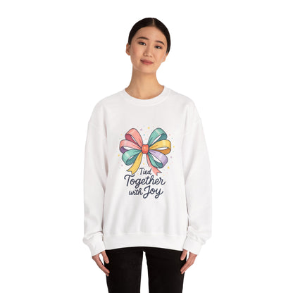 Tied Together With Joy Sweatshirt — Rainbow Bow Crewneck Gift