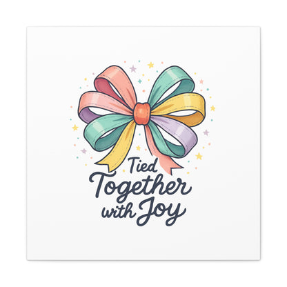 Canvas Wall Art - "Tied Together with Joy" Pastel Ribbon Decorative Print
