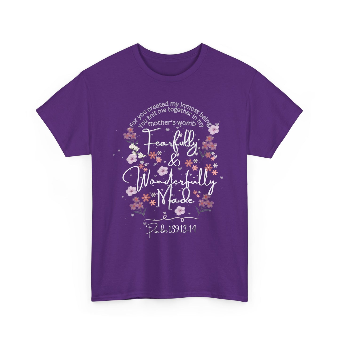 Fearfully and Wonderfully Made Tee Psalm 139:1-14  — Pastel Cherry Blossom Rabbit Graphic Shirt