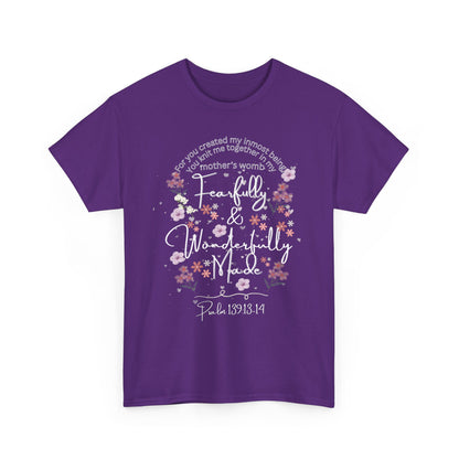 Fearfully and Wonderfully Made Tee Psalm 139:1-14  — Pastel Cherry Blossom Rabbit Graphic Shirt