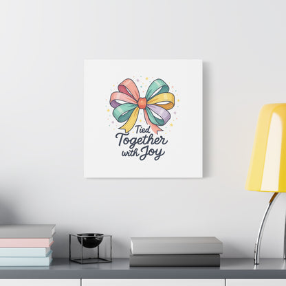 Canvas Wall Art - "Tied Together with Joy" Pastel Ribbon Decorative Print