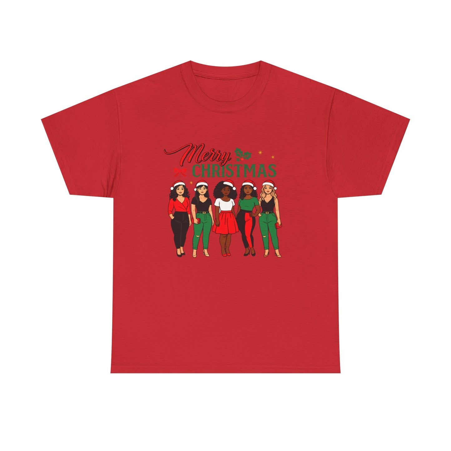 Merry Christmas Black Girl Squad T-Shirt — Holiday Graphic Tee - Feliz Navidad mujeres multiculturales