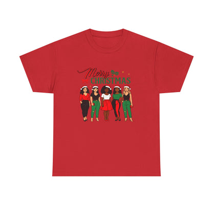 Merry Christmas Black Girl Squad T-Shirt — Holiday Graphic Tee - Feliz Navidad mujeres multiculturales