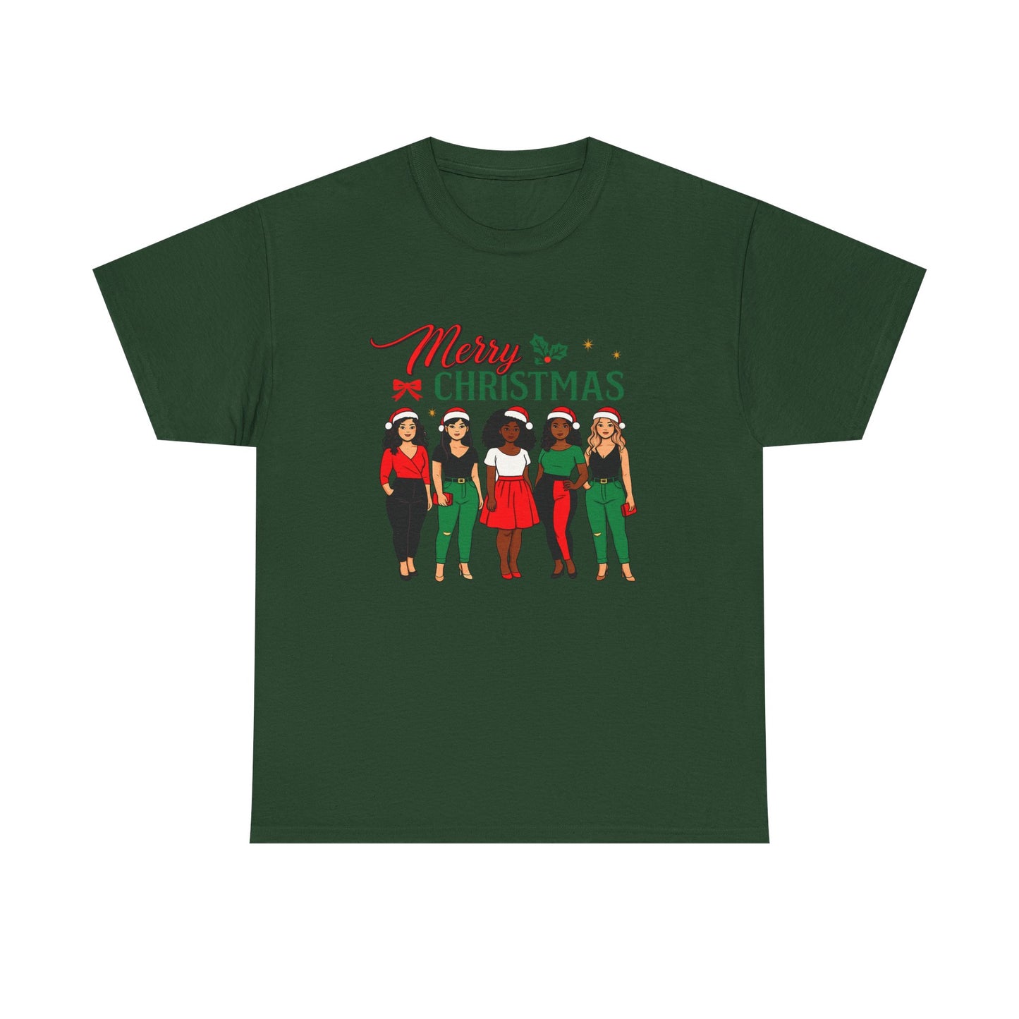 Merry Christmas Black Girl Squad T-Shirt — Holiday Graphic Tee - Feliz Navidad mujeres multiculturales