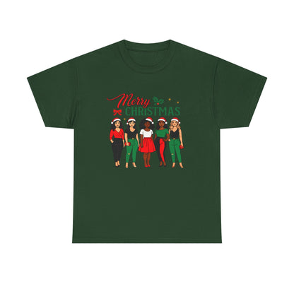 Merry Christmas Black Girl Squad T-Shirt — Holiday Graphic Tee - Feliz Navidad mujeres multiculturales