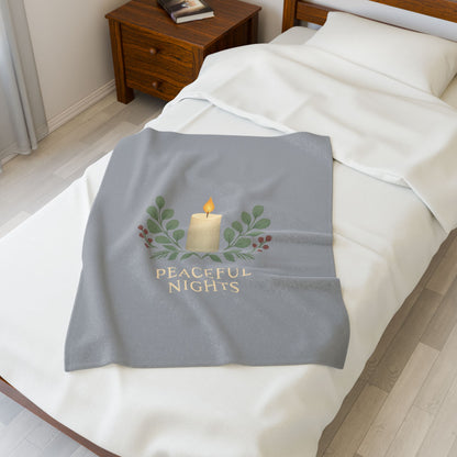 Plush Blanket — 'Peaceful Nights' Candle & Greenery Velveteen Throw