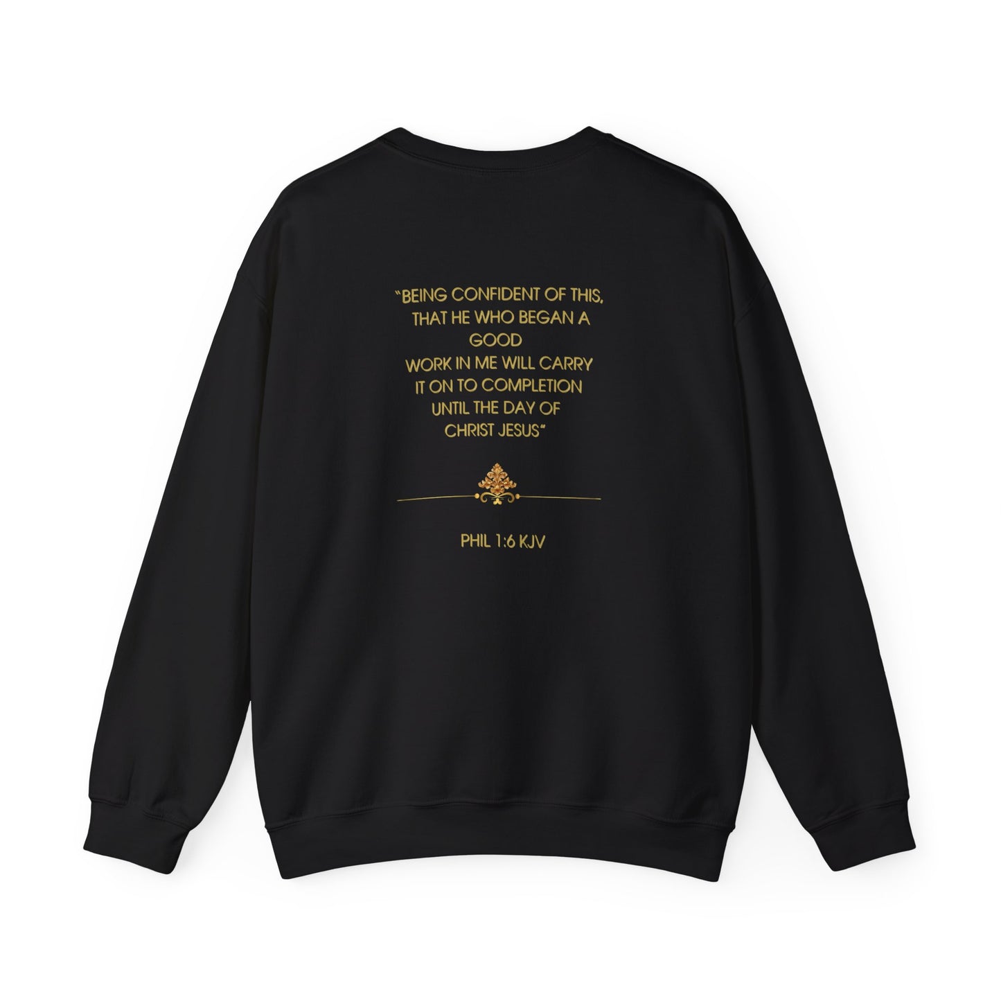 Christian Crewneck Sweatshirt Phil. 1:6— "I Am God-Confident" Inspirational Scripture Design