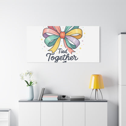 Canvas Wall Art - "Tied Together with Joy" Pastel Ribbon Decorative Print
