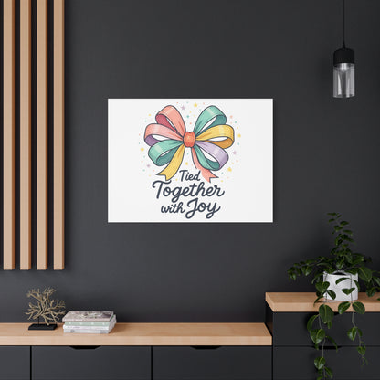 Canvas Wall Art - "Tied Together with Joy" Pastel Ribbon Decorative Print