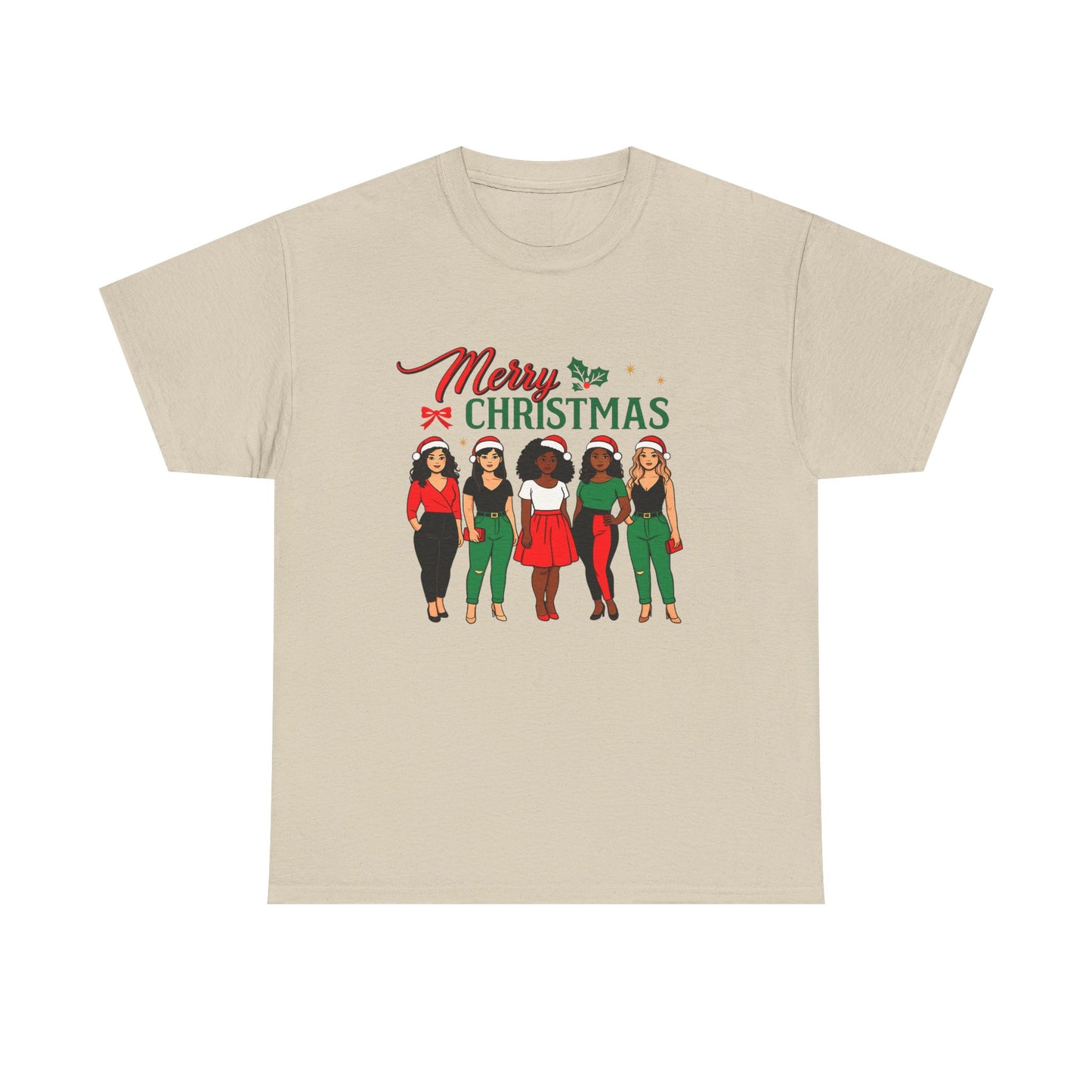 Merry Christmas Black Girl Squad T-Shirt — Holiday Graphic Tee - Feliz Navidad mujeres multiculturales