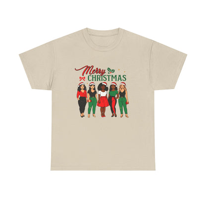Merry Christmas Black Girl Squad T-Shirt — Holiday Graphic Tee - Feliz Navidad mujeres multiculturales