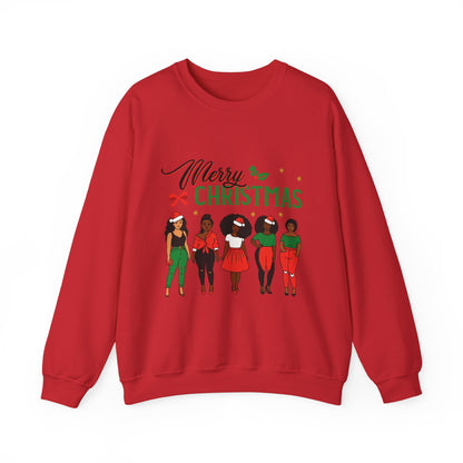 Crewneck Sweatshirt- Christmas  Multicultural women Unisex Heavy Blend™