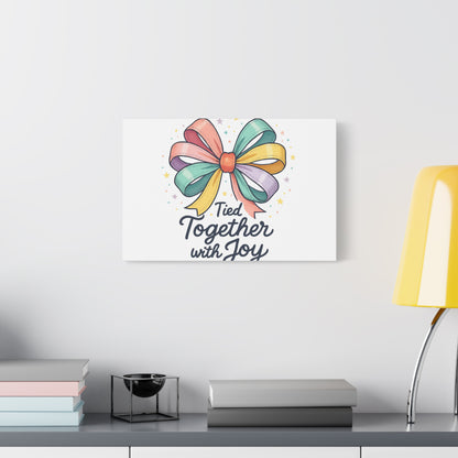 Canvas Wall Art - "Tied Together with Joy" Pastel Ribbon Decorative Print