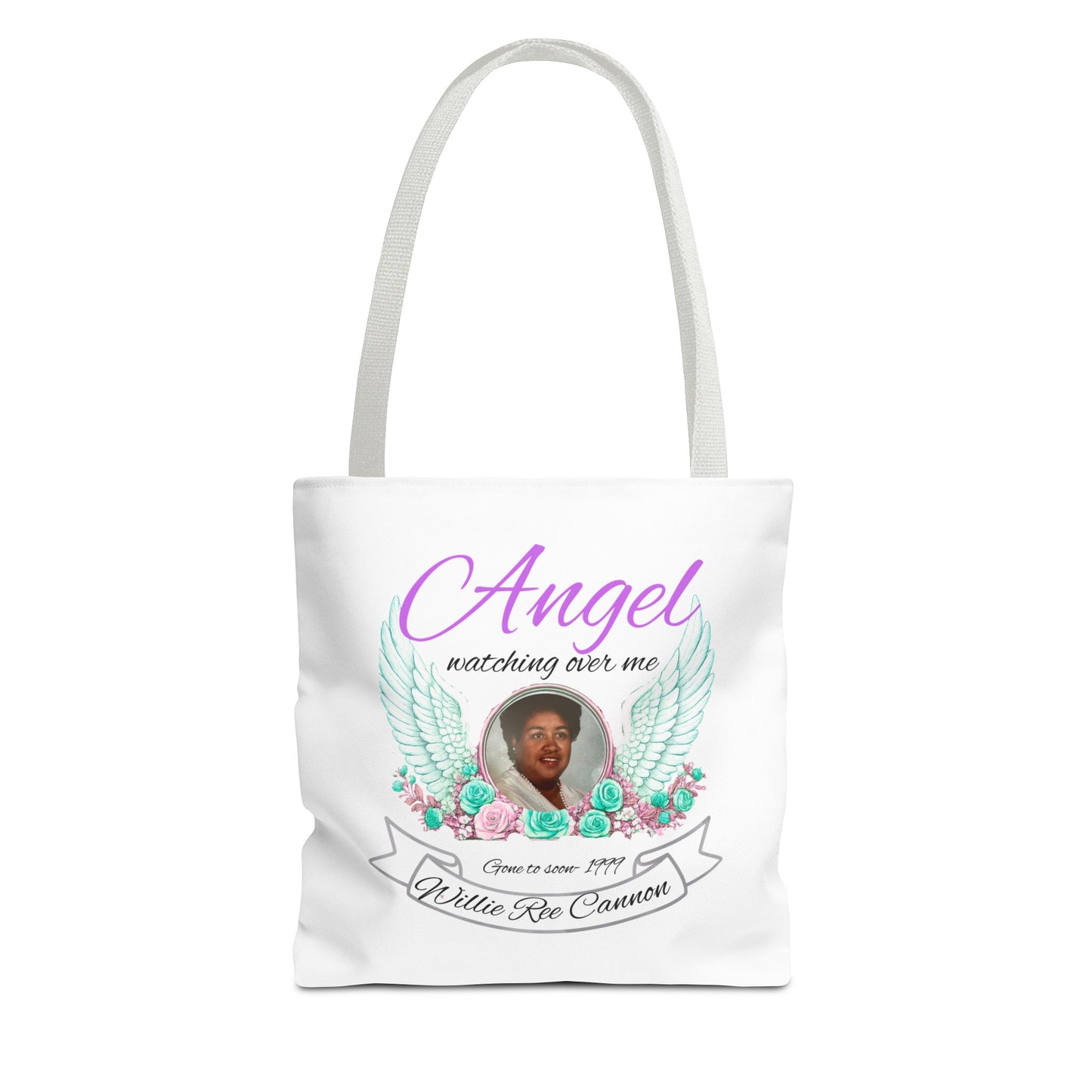 Memorial Angel Tote Bag — "Angel Watching Over Me" Custom Photo Tribute