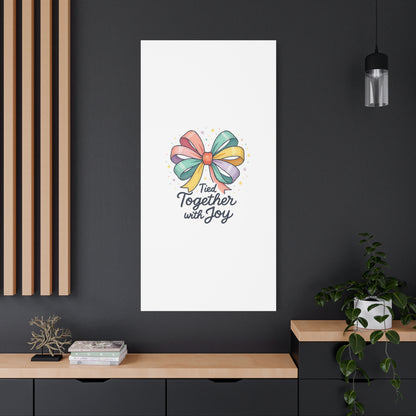 Canvas Wall Art - "Tied Together with Joy" Pastel Ribbon Decorative Print