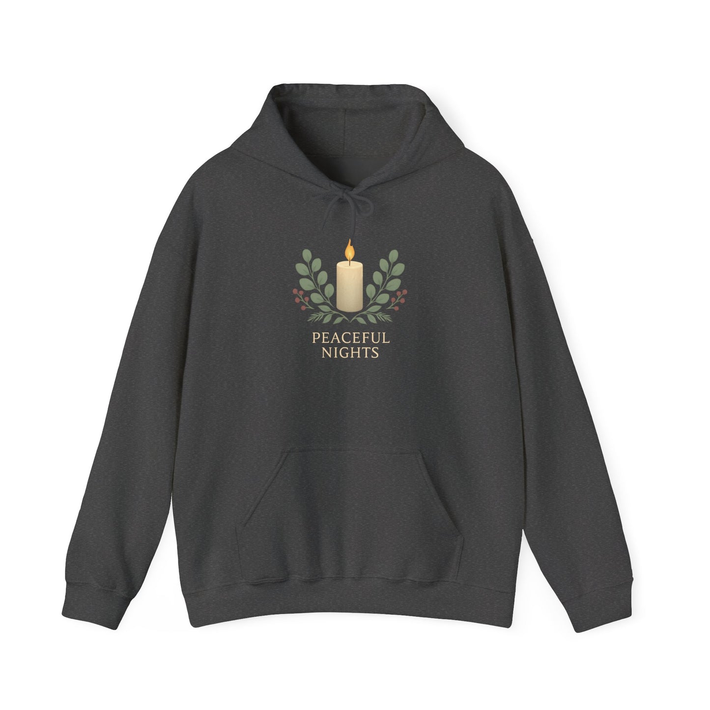 Candle Wreath Hoodie — Minimalist Candle & Laurel Graphic Pullover