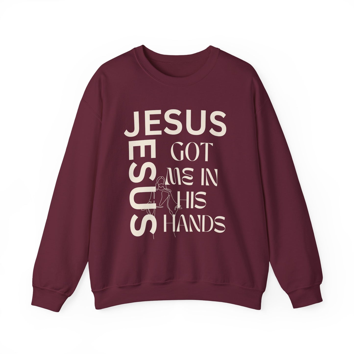 Christian Faith Crewneck Sweatshirt — "God Has Me in HIS Hands" Affirmation