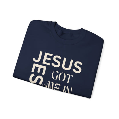 Christian Faith Crewneck Sweatshirt — "God Has Me in HIS Hands" Affirmation