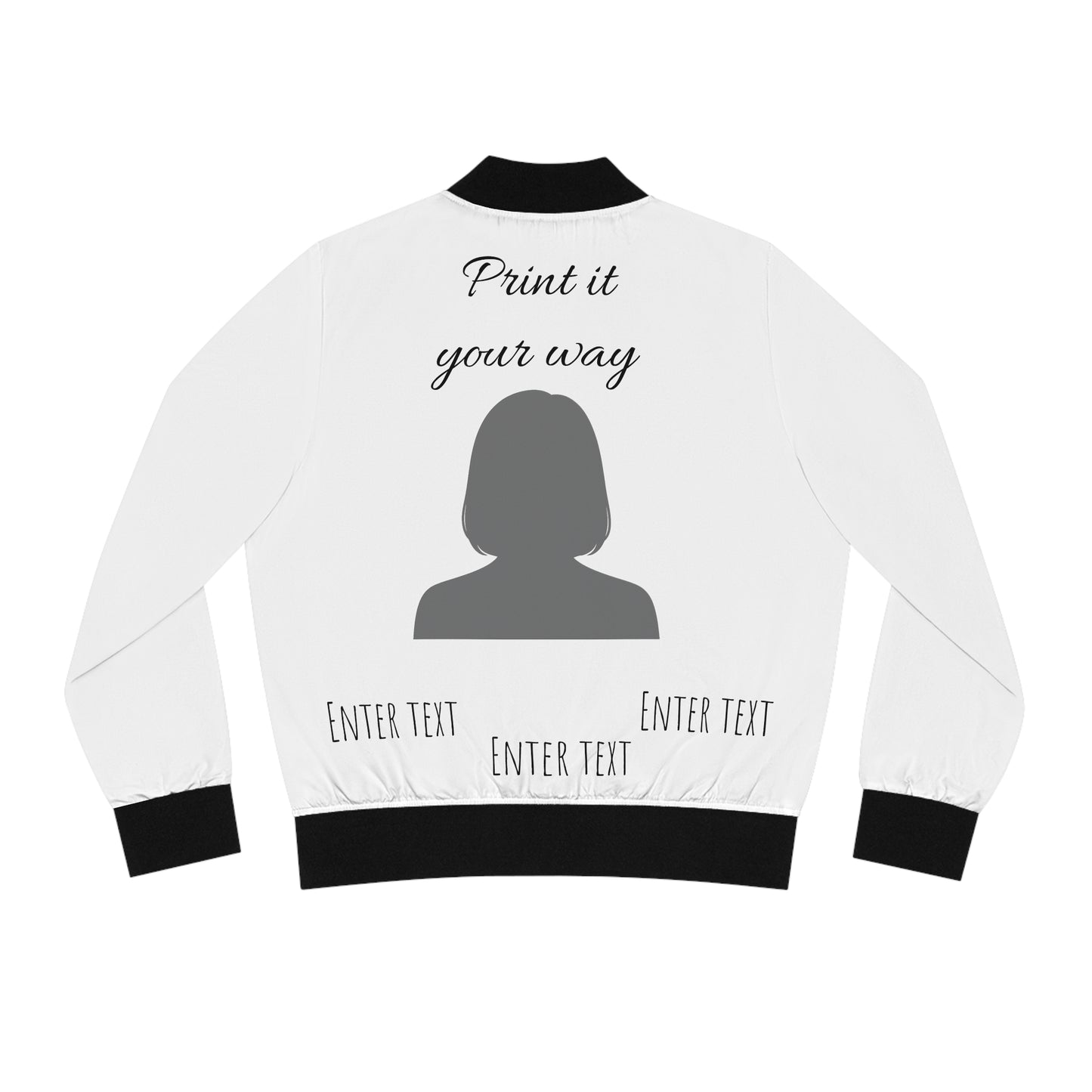 Customized Progress Over Perfection Women's Bomber Jacket — "Print It Your Way" Inspirational AOP Jacket