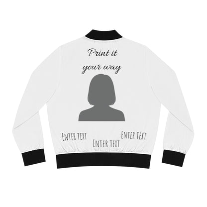 Customized Progress Over Perfection Women's Bomber Jacket — "Print It Your Way" Inspirational AOP Jacket