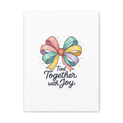 Canvas Wall Art - "Tied Together with Joy" Pastel Ribbon Decorative Print