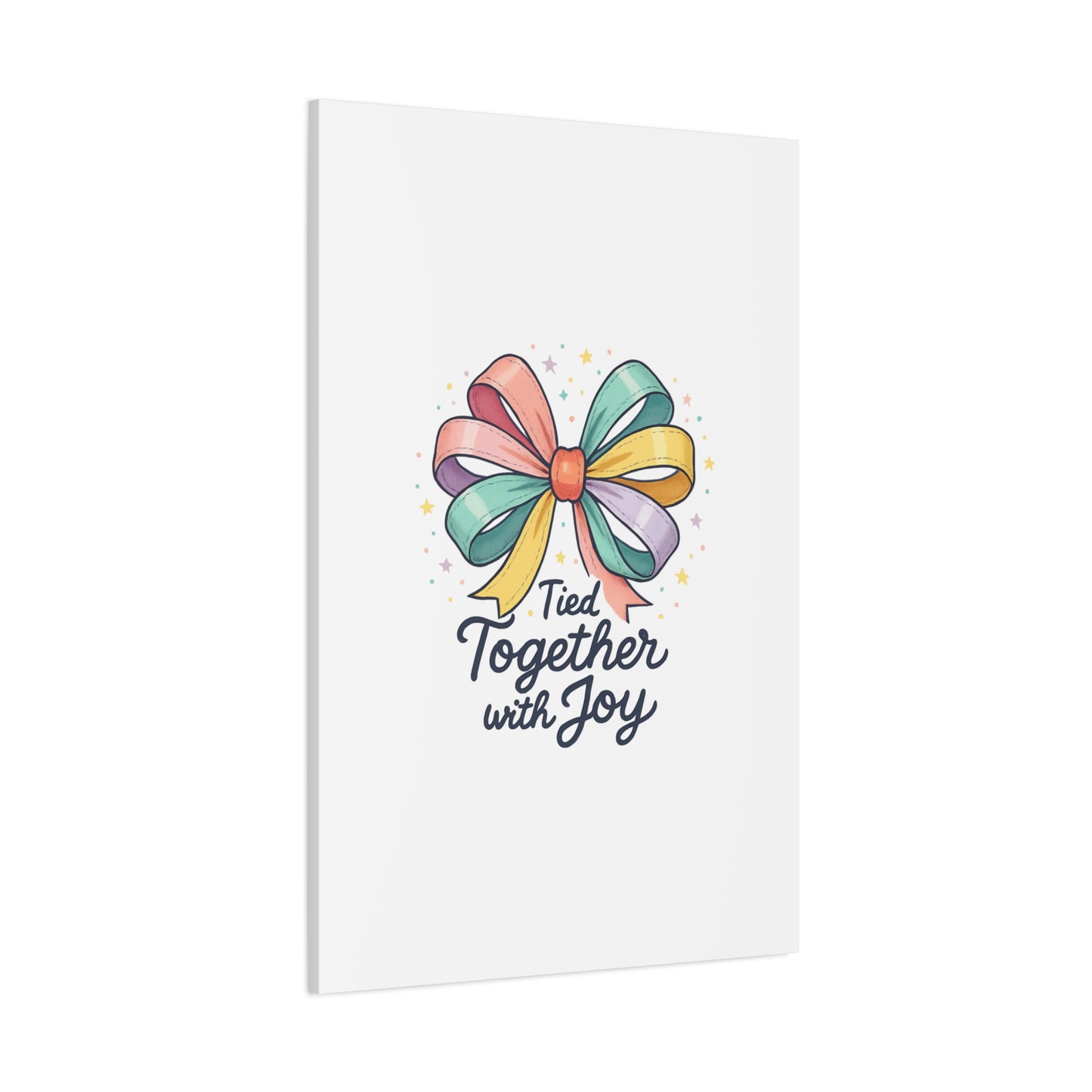 Canvas Wall Art - "Tied Together with Joy" Pastel Ribbon Decorative Print